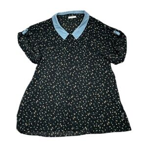 Lowry’s Farm Japanese Brand Black Floral Top Size Medium